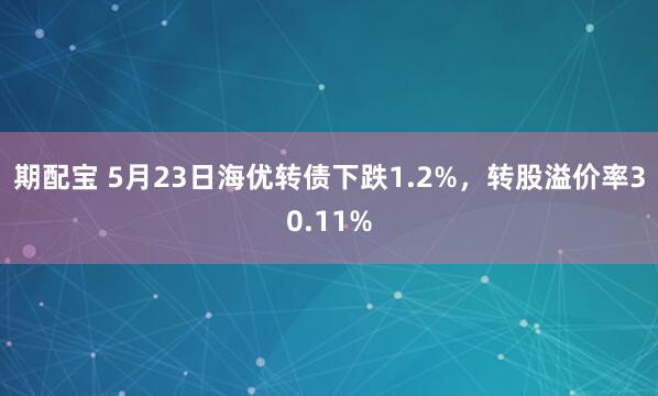 期配宝 5月23日海优转债下跌1.2%，转股溢价率30.11%